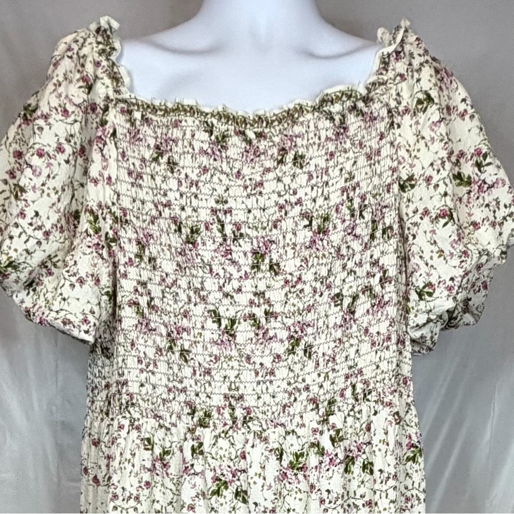 Max Studio London Floral Smocked Maxi Dress 3X NWT Cottagecore